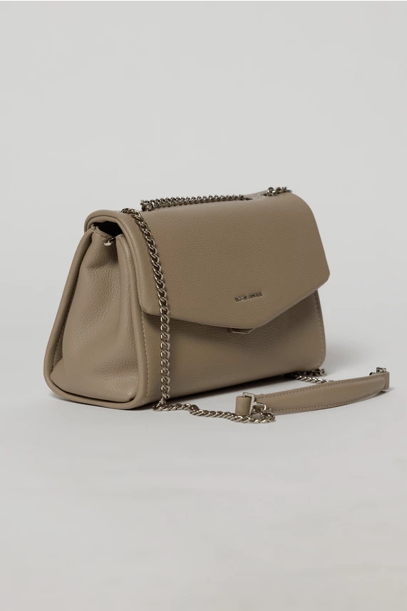 Geanta bronz sidefat din piele ecologica impletita accesorizata cu